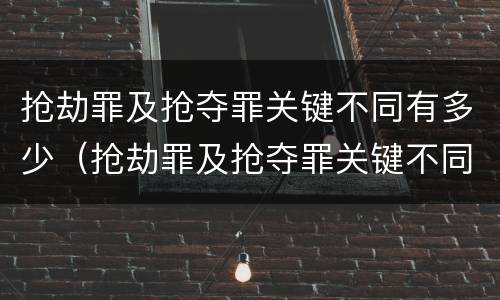 抢劫罪及抢夺罪关键不同有多少（抢劫罪及抢夺罪关键不同有多少罪名）