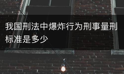 我国刑法中爆炸行为刑事量刑标准是多少