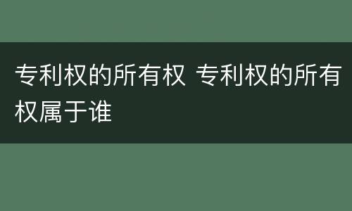 专利权的所有权 专利权的所有权属于谁