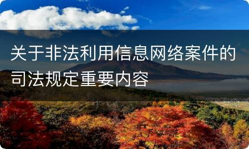 关于非法利用信息网络案件的司法规定重要内容