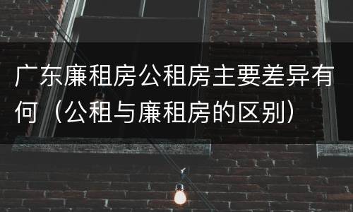 广东廉租房公租房主要差异有何（公租与廉租房的区别）
