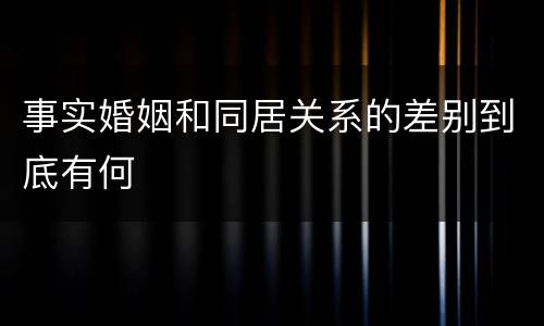 事实婚姻和同居关系的差别到底有何