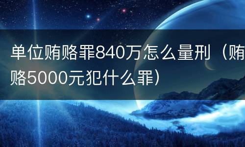 单位贿赂罪840万怎么量刑（贿赂5000元犯什么罪）