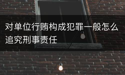 对单位行贿构成犯罪一般怎么追究刑事责任