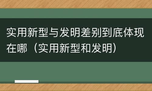 实用新型与发明差别到底体现在哪（实用新型和发明）