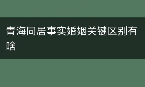 青海同居事实婚姻关键区别有啥