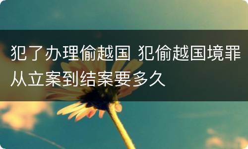 犯了办理偷越国 犯偷越国境罪从立案到结案要多久