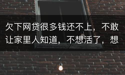 欠下网贷很多钱还不上，不敢让家里人知道，不想活了，想一死了之