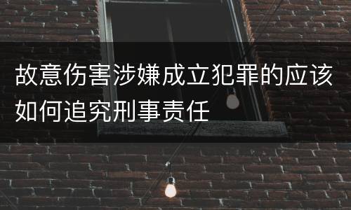 故意伤害涉嫌成立犯罪的应该如何追究刑事责任