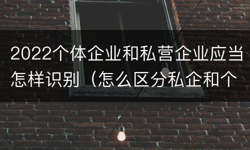2022个体企业和私营企业应当怎样识别（怎么区分私企和个体）