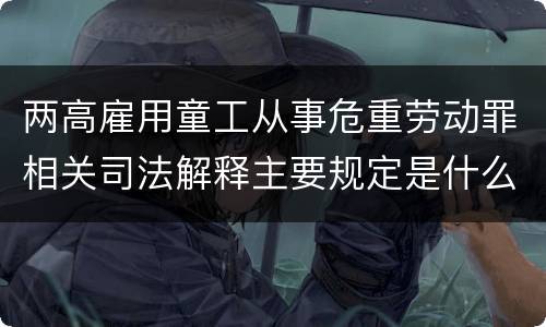 两高雇用童工从事危重劳动罪相关司法解释主要规定是什么