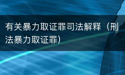 有关暴力取证罪司法解释（刑法暴力取证罪）