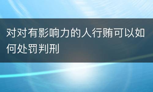 对对有影响力的人行贿可以如何处罚判刑