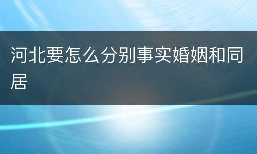 河北要怎么分别事实婚姻和同居