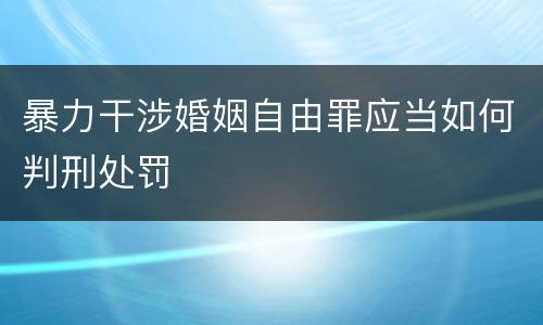 暴力干涉婚姻自由罪应当如何判刑处罚