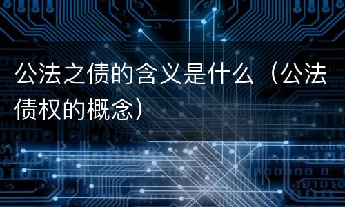公法之债的含义是什么（公法债权的概念）