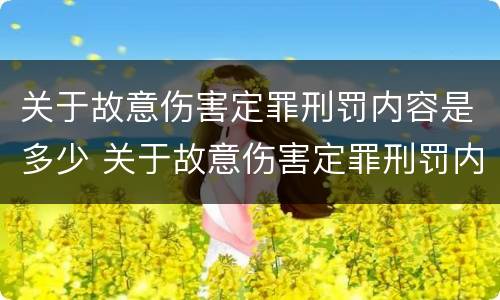 关于故意伤害定罪刑罚内容是多少 关于故意伤害定罪刑罚内容是多少个