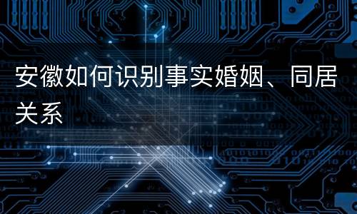 安徽如何识别事实婚姻、同居关系