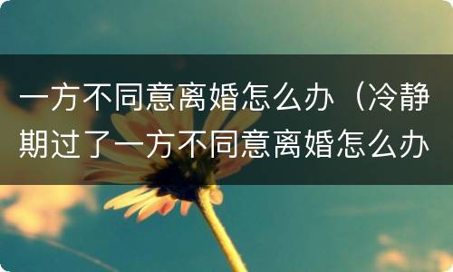 一方不同意离婚怎么办（冷静期过了一方不同意离婚怎么办）