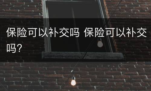 保险可以补交吗 保险可以补交吗?