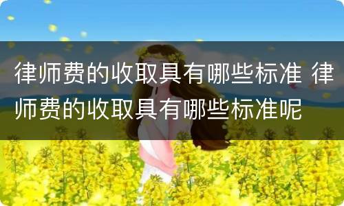 律师费的收取具有哪些标准 律师费的收取具有哪些标准呢