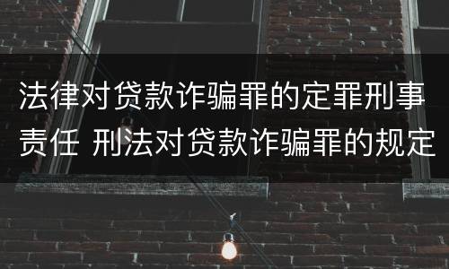 法律对贷款诈骗罪的定罪刑事责任 刑法对贷款诈骗罪的规定