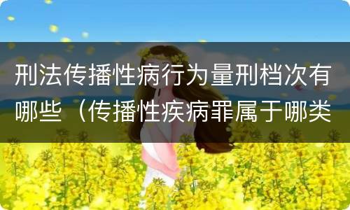 刑法传播性病行为量刑档次有哪些（传播性疾病罪属于哪类罪）