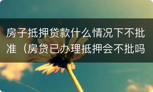 房子抵押贷款什么情况下不批准（房贷已办理抵押会不批吗）