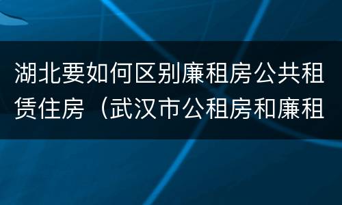 湖北要如何区别廉租房公共租赁住房（武汉市公租房和廉租房区别）