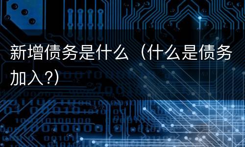 新增债务是什么（什么是债务加入?）
