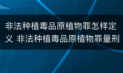 非法种植毒品原植物罪怎样定义 非法种植毒品原植物罪量刑指导意见