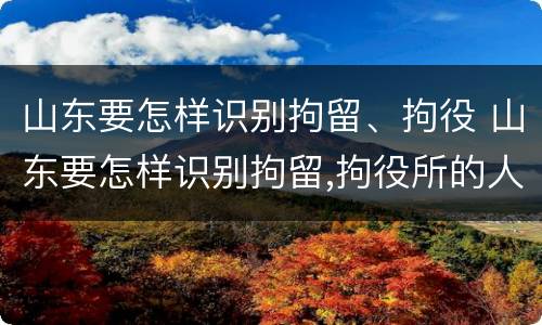 山东要怎样识别拘留、拘役 山东要怎样识别拘留,拘役所的人