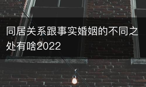 同居关系跟事实婚姻的不同之处有啥2022