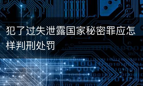 犯了过失泄露国家秘密罪应怎样判刑处罚