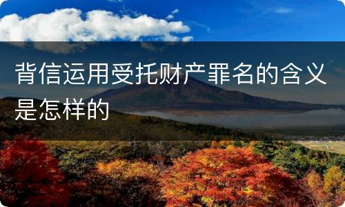 背信运用受托财产罪名的含义是怎样的