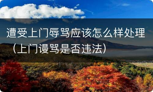 遭受上门辱骂应该怎么样处理（上门谩骂是否违法）