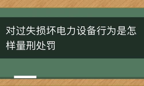 对过失损坏电力设备行为是怎样量刑处罚