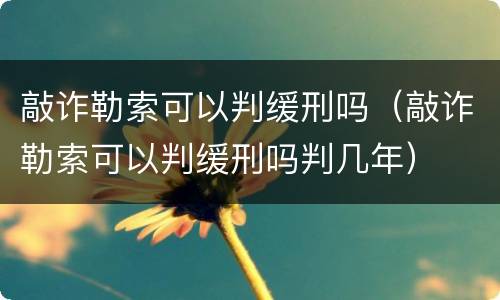 敲诈勒索可以判缓刑吗（敲诈勒索可以判缓刑吗判几年）