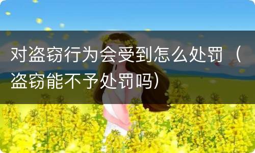 对盗窃行为会受到怎么处罚（盗窃能不予处罚吗）