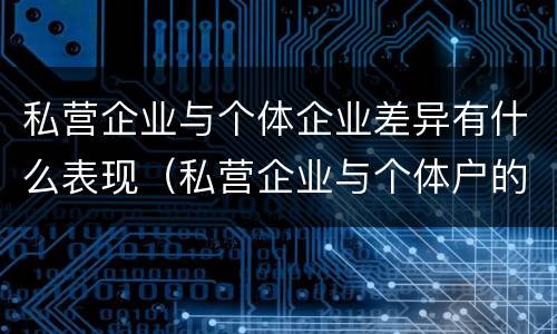 私营企业与个体企业差异有什么表现（私营企业与个体户的区别）