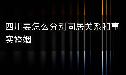 四川要怎么分别同居关系和事实婚姻