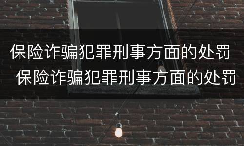 保险诈骗犯罪刑事方面的处罚 保险诈骗犯罪刑事方面的处罚标准