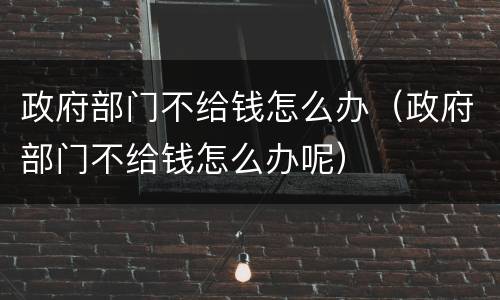 政府部门不给钱怎么办（政府部门不给钱怎么办呢）