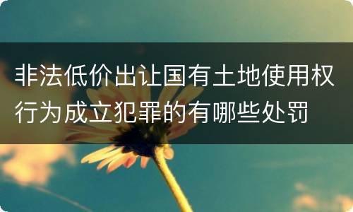 非法低价出让国有土地使用权行为成立犯罪的有哪些处罚