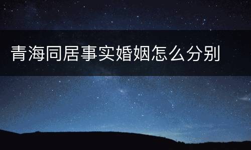 青海同居事实婚姻怎么分别