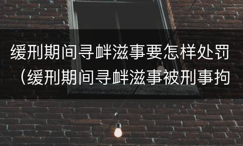 缓刑期间寻衅滋事要怎样处罚（缓刑期间寻衅滋事被刑事拘留会怎样）