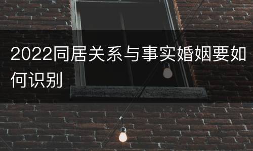 2022同居关系与事实婚姻要如何识别