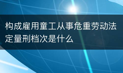 构成雇用童工从事危重劳动法定量刑档次是什么