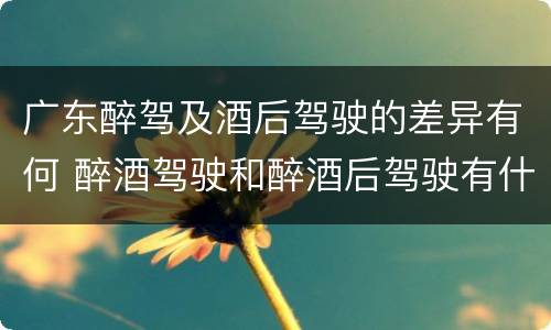 广东醉驾及酒后驾驶的差异有何 醉酒驾驶和醉酒后驾驶有什么区别