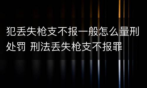 犯丢失枪支不报一般怎么量刑处罚 刑法丢失枪支不报罪